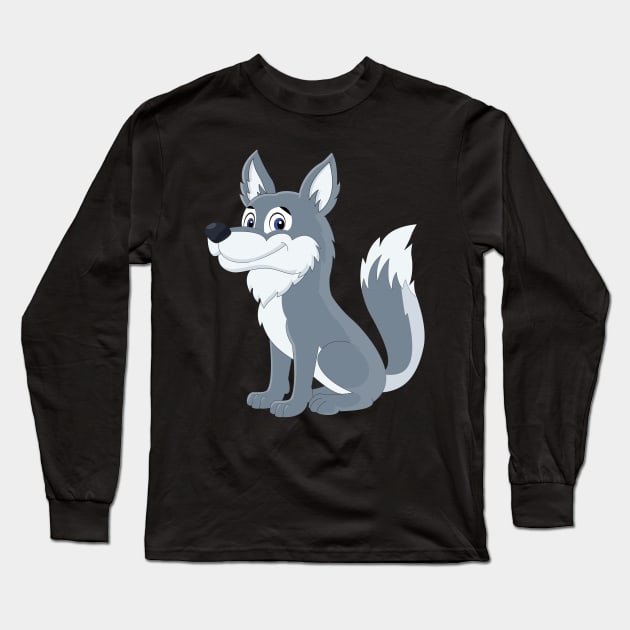 Cartoon Wolf Classic Long Sleeve T-Shirt by Okuadinya